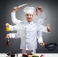 ÃÂ¡hef with many hands Royalty Free Stock Photo