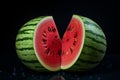 Hefty Halved watermelon. Generate ai Royalty Free Stock Photo