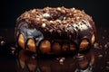 Hefty Large chocolate donut. Generate Ai Royalty Free Stock Photo