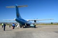 Mann Yadanarpon plane ready for disembarkation of passengers. Heho airport. Kalaw Township. Taunggyi District. Shan State. Myanmar