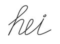 Hei write calligraphy word, continuous line drawing. Greeting, hello on Finnish language. Vector