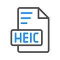 Heic colored outline document file icon, can be for website, ui and mobile app Royalty Free Stock Photo