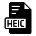 Heic Icon Glyph design. image extension format file type icon. vector illustration