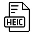 Heic icon outline style design image file. image extension format file type icon. vector illustration