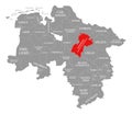 Heidekreis county red highlighted in map of Lower Saxony Germany Royalty Free Stock Photo