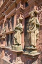 Heidelberg architecture, historic windows and statues Royalty Free Stock Photo