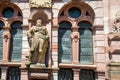 Heidelberg architecture, historic windows and statues Royalty Free Stock Photo