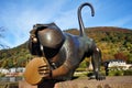 Heidelberg Bridge Monkey bronze statue on Karl Theodor Bridge or Old Bridge of Heidelberg cross over Neckar River for people visit