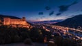 Heidelberg Castle at Night with view on Oldtown and old Bridge Royalty Free Stock Photo