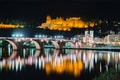 Heidelberg city panorama with Neckar river at night, Baden-Wurttemberg, Germany Royalty Free Stock Photo