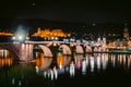 Heidelberg city panorama with Neckar river at night, Baden-Wurttemberg, Germany Royalty Free Stock Photo