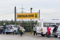 Heidelberg, Germany - People buying Christmas trees at dedicated Christmas tree market called called `Christbaum Center