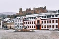 Heidelberg, Germany - Town square called `Karlsplatz` with snow in winter in historic city center