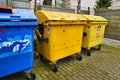 Yellow container bins for recyclable reusable materials in Germany