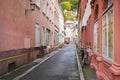 The Old town Hauptstrasse main street colorful buildings in Heidelberg ,Germany