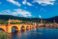 Heidelberg skyline aerial view from above. Heidelberg skyline aerial view of old town river and bridge, Germany. Aerial View of