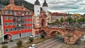 Heidelberg skyline aerial view from drone, Chain Bridge and city skyline