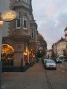 Heidelberg in germany street photography with private cars and small shops