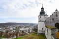 HEIDENHEIM, GERMANY, APRIL 7, 2019: view from the castle Hellenstein over the town Heidenheim an der Brenz in southern Germany Royalty Free Stock Photo