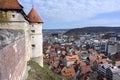 HEIDENHEIM, GERMANY, APRIL 7, 2019: view from the castle Hellenstein over the town Heidenheim an der Brenz in southern Germany Royalty Free Stock Photo