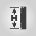 The height icon. Altitude, elevation, level, hgt symbol. Flat