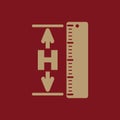 The height icon. Altitude, elevation, level, hgt symbol. Flat