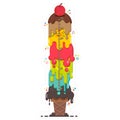 Kids height chart with sweet ice-cream, Vector illustration