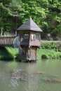 wooden adventure playground tower in Heilbachsee Royalty Free Stock Photo