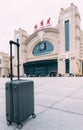 Heilongjiang,Harbin-15 AUG 2019:Harbin new railway station building facade day view