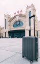 Heilongjiang,Harbin-15 AUG 2019:Harbin new railway station building facade day view