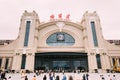 Heilongjiang,Harbin-15 AUG 2019:Harbin new railway station building facade day view