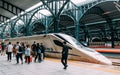 Heilongjiang,Harbin-15 AUG 2019:passenger on Harbin new high speed railway station platform