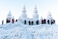 Heilongjiang Harbin China - DEC, 29 2018 : Every years In winter People are make Beautiful Snow Ice Castle in Harbin China