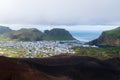 Heimaey town aerial view from Eldfell volcano