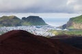 Heimaey town aerial view from Eldfell volcano