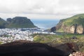 Heimaey town aerial view from Eldfell volcano