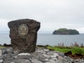 Memorial for fishing ship Pelagus shipwreck victims with scenic view over the ocean - Heimaey, Iceland Royalty Free Stock Photo