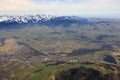 Heimberg with Alps mountains Switzerland aerial view photography Royalty Free Stock Photo