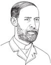 Heinrich Hertz cartoon portrait. vector Royalty Free Stock Photo