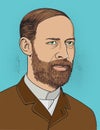 Heinrich Hertz cartoon portrait. vector