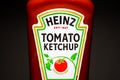 Heinz tomato ketchup label close-up. Royalty Free Stock Photo