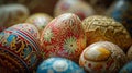 Heirloom Easter Eggs with Intricate Patterns Close-Up