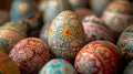 Heirloom Easter Eggs with Intricate Patterns Close-Up