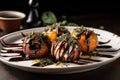 heirloom tomatoes and burrata cheese, drizzled with balsamic glaze Royalty Free Stock Photo