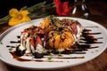 heirloom tomatoes and burrata cheese, drizzled with balsamic glaze Royalty Free Stock Photo
