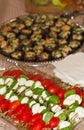 Heirloom tomatoes, cheese and basil appetizers