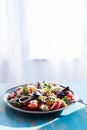 Heirloom tomatoes salad with cheese and basil Royalty Free Stock Photo