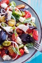 Heirloom tomatoes salad with cheese and basil Royalty Free Stock Photo