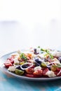 Heirloom tomatoes salad with cheese and basil Royalty Free Stock Photo