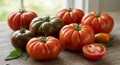 Heirloom Tomatoes on Wooden Table Royalty Free Stock Photo